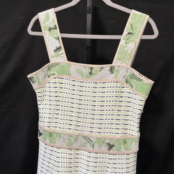 MING WANG Dotted Stripe Jacquard Dress Green/Whte/Black Fit & Flare Midi - Picture 2 of 9